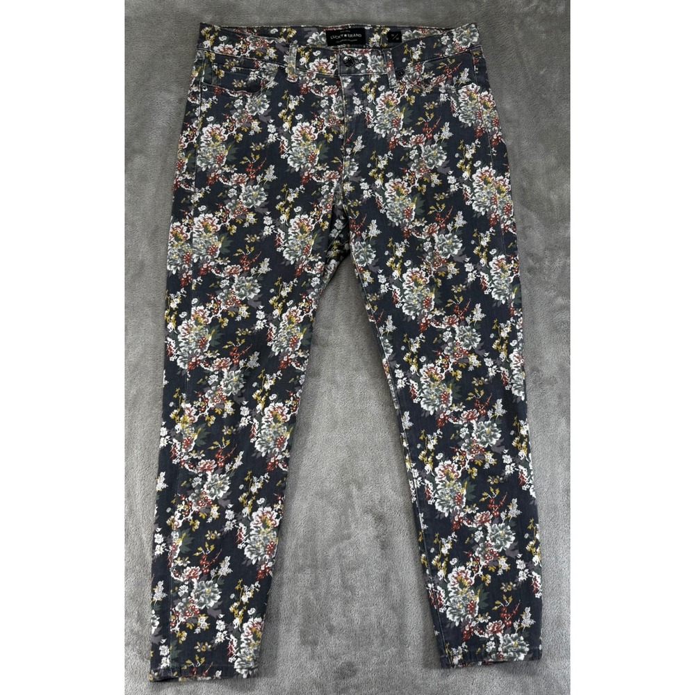 Lucky Brand Ava Crop Jeans Womens 10/30 Grey Floral Excellent Skinny 7WD11034‎